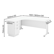 150x150cm 180x150cm T2 L Shape Office Table with 3 Drawer HL1515-3D HL1815-3D Manager L Shape (deliv