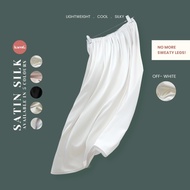 kaenG OFF-WHITE Satin Silk Inner Skirt Muslimah | Tak Melekat LightweightLoose Kain Dalam Umrah Haji