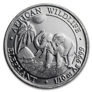 2017 Somalia 10 Shillings African Wildlife Elephant 1/10 oz .9999 Silver Coin 1/10oz