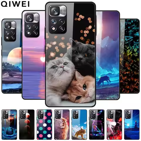 For Redmi Note 11 Pro Plus 5G Case Tempered Glass Hard PC Back Cover For Xiaomi Redmi Note 11 Pro+ P