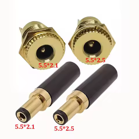 1PC Gold Plated 30V 20A DC Power Plug Connector 5.5 x 2.5 / 5.5 x 2.1mm DC Male/Female Plug for Weld