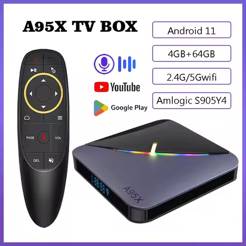 2024 Smart TV BOX Android 11 A95X F3AirII 4K Video RGB Light 2.4/5G Dual Wifi Amlogic S905Y4 BT5.0 4