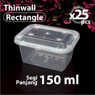 Pack of 25 sets - Thinwall Rectangle DM - 150 ml Rectangular Container