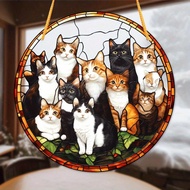 1pc "Cat Couples" Couple Window Hanging Catcher Decor Gift For Husband Wife, Anniversary, 8" X 8" (2