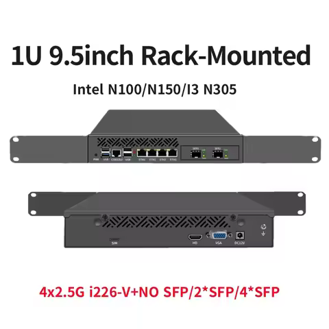 1U 9.5 Inch Industrial PC Server Intel N150 Quad Core 4x10G/2x10G SFP 4x2.5G LAN Firewall Appliance 
