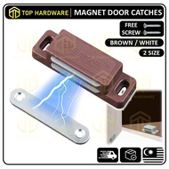 TOP🇲🇾 Magnetic Door Catch Closer Cabinet 3.5 &amp; 5.0 kg White &amp; Brown Cupboard Wardrobe Latch Magnet Catches
