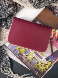 【開運錢包】暗紅。植鞣中夾/護照夾/皮夾/錢包/零錢包