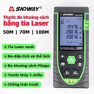 [Có VAT] Thước đo khoảng cách SNDWAY bằng tia Laser Xanh M50G M70G M100G 2 PIN