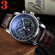 ♔ 2023 Hot Sale New Zeppelin Watch Fashion Three Eyes Running Second Multifunctional Chronograph Top Leather Business Quartz Watch