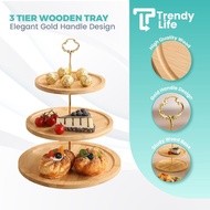 3 Tier Wooden Tray Cake Tray Raya Home cook Serving tray Home Deco Dessert Tray Telap Kuih