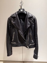 ALLSAINTS CONROY 經典羊皮菱格紋騎士皮衣外套-墨黑