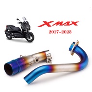 สำหรับ YAMAHA Xmax300 Xmax250 2017-2023 รถจักรยานยนต์ดัดแปลงเต็มระบบไอเสียกลางด้านหน้า Link ท่อบนท่อไอเสียข้อศอกคอ Link ท่อคาร์บอนไฟเบอร์สแตนเลส X-max Xmax 300 Xmax 250