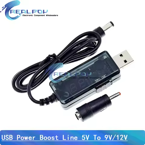 USB Boost Converter DC 5V to 9V 12V USB Step-up Converter Cable + 3.5x1.35mm Connecter For Power Sup