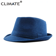 【Brand New】 CLIMATE Men Denim Fedora Jazz Hat Jeans Wear Hats for Man Men Solid Warm Fedoras Cap Coo