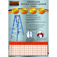 Winner Fiberglass Double-Sided TanglePruf Ladder 9 , 10 , 12 Step Ladder