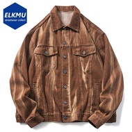 Vintage Brown Oversized Denim Jackets For Men Washed Harajuku Streetwear Loose Denim Jacket