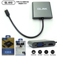 สายแปลงสัญญาณ Glink GL-013 USB TYPE-C Male Converter Adapter TO VGA+HDMI