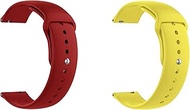 Quick Release Watch Band Compatible With Citizen CZ Smart PQ2 Casual Silicone Watch Strap with Button Lock, Pack of 2 (Red and Yellow)