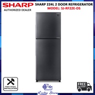 (BULKY)  SHARP SJ-RF22E-DS 224L 2 DOOR REFRIGERATOR, 3 TICKS, J TECH INVERTER, WIDE LED LIGHT, FREE DELIVERY