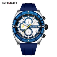 นาฬิกาควอตซ์สำหรับผู้ชายนาฬิกาลำลองนาฬิกากีฬาโครโนกันน้ำแบรนด์หรูชั้นนำของ SANDA