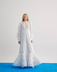 LANDMEE Annee lace bib maxi dress