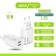 IMFG I-C5 USB Charger 2 Port 12W Fast Charging 2.4A, Practical and Fast