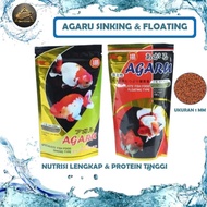 PELET PAKAN IKAN HIAS AGARU SINKING / FLOATING EXPIRED PANJANG TIPE TENGGELAM / MENGAPUNG 100 GR KUA