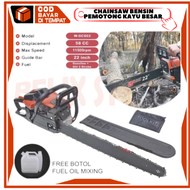 JLD Chainsaw Bensin Gergaji Mesin Potong Kayu 22 Inch Senso Pemotong Pohon