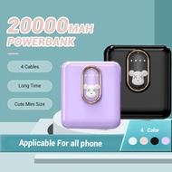 20000mAh Powerbank Portable Fast Charging cute mini Powerbank Battery Comes with detachable 4 in1cable