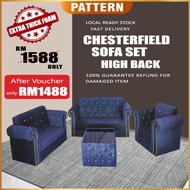 Chesterfield Sofa High Back 1+2+3 Seater + Coffee Table Sofa Set Modern Classic Sofa Velvet Fabric S