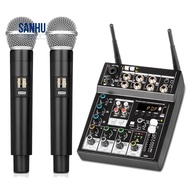 4 Channels Wireless Mic Bluetooth with Audio Mixer for TV Computer Home Party DJ Show Wedding