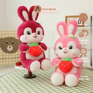Rabbit Teddy Bear Size 60cm-80cm, Rabbit Holding Strawberry Plush, Pink Teddy Bear