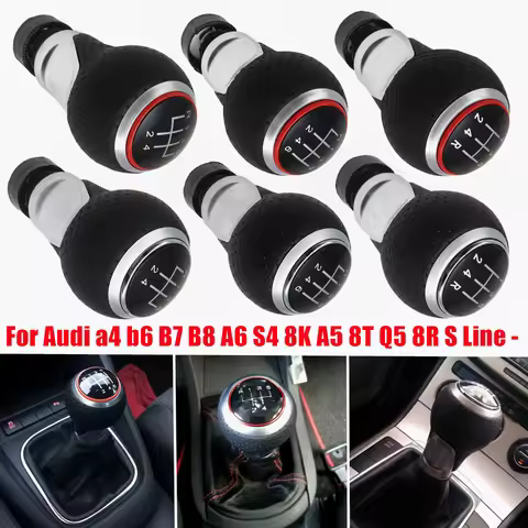 Gear Shift Knob Lever Stick 5/6 Speed For Audi A4 B6 B7 B8 A6 S4 8K A5 8T Q5 8R S Line Ibiza 6J Seat