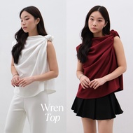 Wren High Neck Twisted Detail Top Mesh Top Atwell Apparel