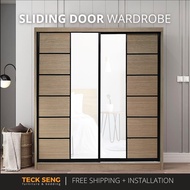 (FREE Shipping & FREE Installation) TECK SENG 8 Feet Sliding Doors Wardrobe / Anti-Jump / 2 Sliding 