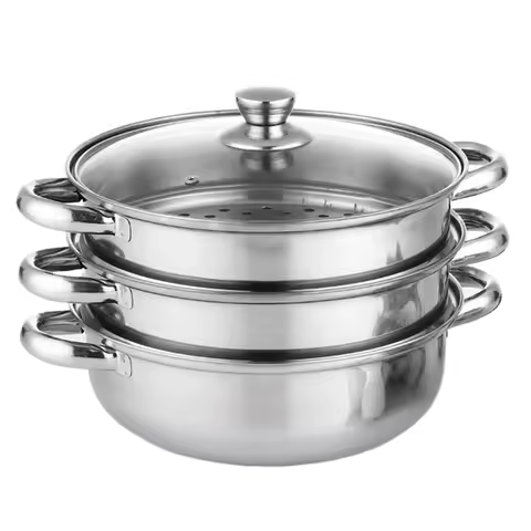 3 Tier Steamer Pot for Cooking with Lid Stainless Steel Steamer Cooker Multipurpose Food Steamer for