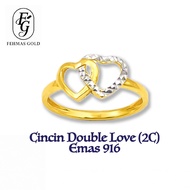 [RAYA 2026] FEHMAS 916 Gold Ring Cincin -  Double Love (2C) Dua Cinta (2C)