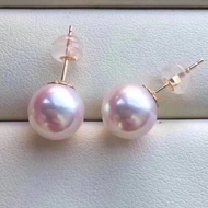 D409 Pearl Earrings Fine Jewelry Solid 18K Gold Natural Round 7-8mm Fresh Water Pink Sakura White Pe