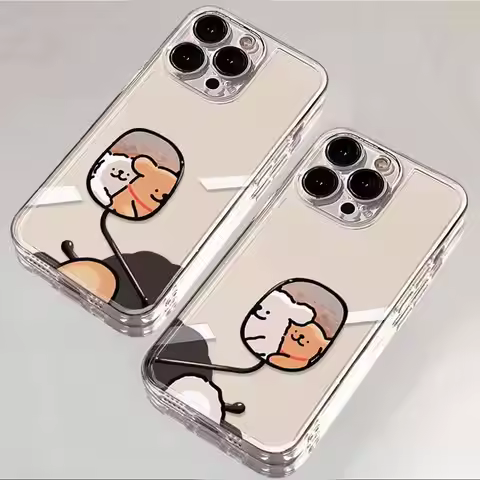 Couple Puppy Case for iPhone 16 casing 14 13 12 11 15 Pro Max Xs XR 8 7 Plus Shockproof Screen Prote