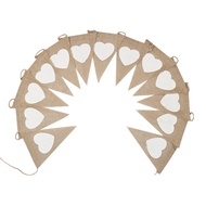 Vintage Hessian Bunting Love Heart Rustic Burlap Banner Fabric Cloth Flags Pennant Banner for Garden