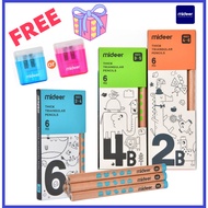 Mideer Wooden Thick Triangular Kids Pencils 2B 4B 6B ** FOC sharpener 2b Pencil 4b Pencil 6b Pencil
