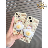 BS01 SOFTCASE 3D PICTURE CUTE DUCK POP SOCKET EGG MOTIF FOR SAMSUNG J2 GRANDPRIME A02s A03s A03 CORE