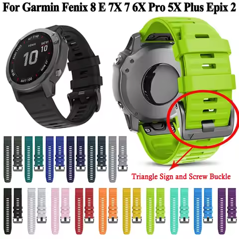 26mm 22mm Quick Fit Watchband For Garmin Fenix 8 E 7X 6X 6X Pro 5X Silicone Easyfit Wrist Band for G