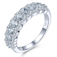 Lohaspie Jewelry Real Solid Sterling Silver 925 Ring Original Natural Aquamarine Ring 925 Silver Rin
