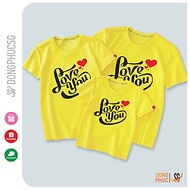 Áo gia đình Love you Đồ đôi mẹ và bé Đồng phục gia đình 3/4/5 người Thun cotton Màu vàng GD291VD