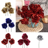 BLAZESPARK Foam Roses DIY Blue Roses with Glitter Powder Wedding Party Decor Decoration