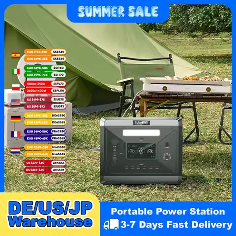 SOLARPLAY Q2501 Portable Power Station 2160WH LiFePO4 Battery with 2400W (4800W Peak) AC Output Sola