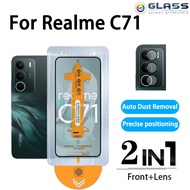 2 in 1 Realme C71 HD One-click Tempered Glass Screen Protector For Note 70 60x 50 C75x C71 C85 15T C