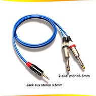 Kabel jack audio mini stereo 3.5mm to 2 akai mono 6.5mm Panjang 50cm