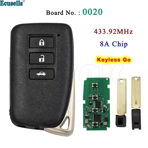 3 Button Keyless Go Smart Remote Key 433.92MHz 8A-88 Chip for Lexus IS300H Board 0020